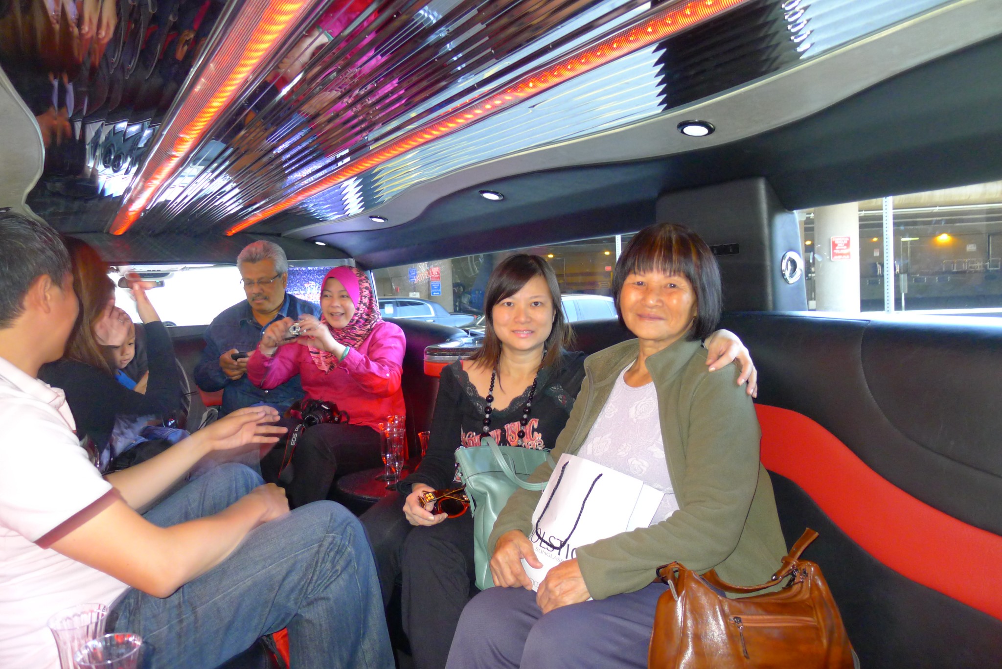 Team inside the Hummer Limo